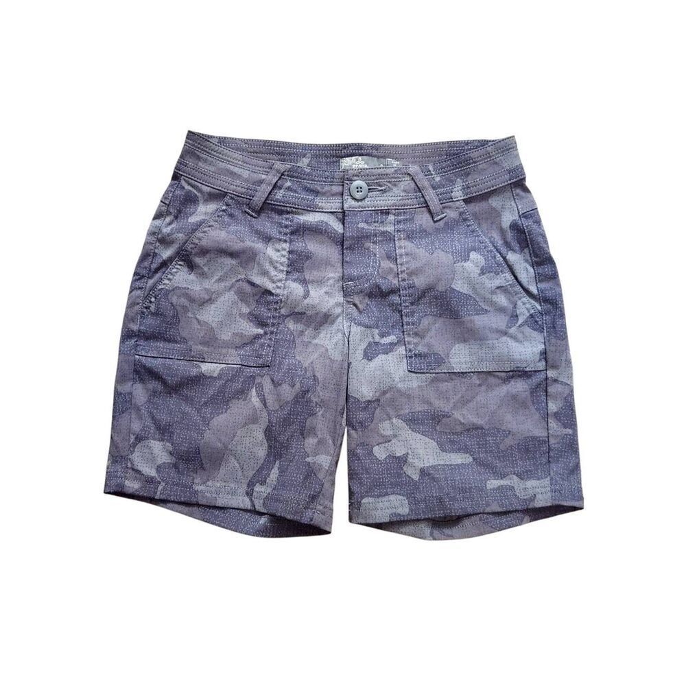 prAna womens shorts Camouflage Gray size 0 (27x6.5) mid-rise Nylon